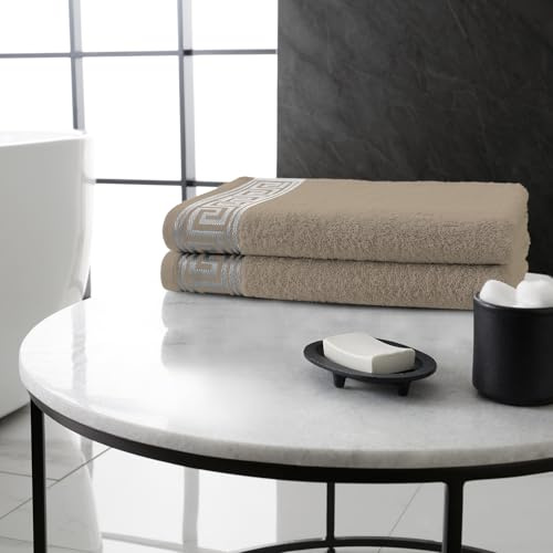 GC GAVENO CAVAILIA Extra Large Bath Sheet 500 gsm - 2 Pack Ringspun Cotton Towel For Bathroom - Highly Absorbent Towel Set - Washable Greek Towels (80X170 cm) - Natural