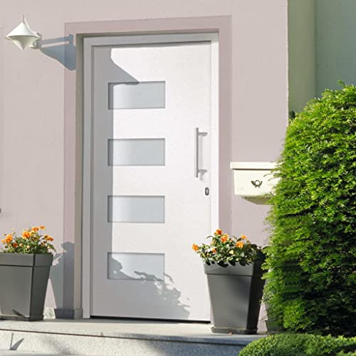 Générique Porte d'entrée Aluminium et PVC Blanc 100x200 cm,Quincaillerie,Matériaux de Construction,Portes,Portes d'entrée,Blanc,64.83 KG,3056818