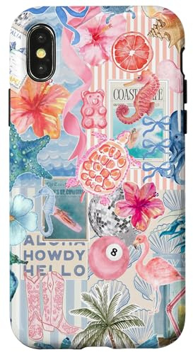 Blue Beachy Summer Coastal Collage Preppy Cute Aesthetic Case for iPhone X/XS