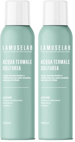 LAMUSELAB Acqua Termale Sulfurea, Sebonormalizzante, Riparativa, Lenitiva [150 ml] (Confezione da 2)