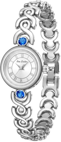 CIVO Klein Damenuhr Vintage Schmuckuhr: Römisches Ziffern Armbanduhr Damen | Edelstein-Akzenten & Verstellbarem Edelstahl Armband - Elegante Analog Quarz Uhr für Schmale Handgelenke - Geschenk für Sie