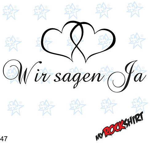 myrockshirt Hochzeitsaufkleber Typ 47 Just Married Autoaufkleber Deko Wandtattoo Wir Sagen Ja! mit Herzen Einladung Verlobung ca.c