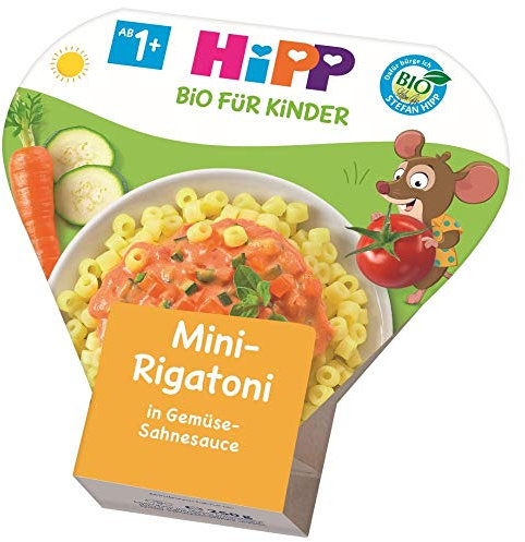 HiPP Kinder-Bio-Pasta Mini-Rigatoni in Gemüse-Sahnesauce, 6er Pack (6 x 250 g)