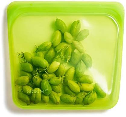 Stasher Platinum Sac de rangement réutilisable en silicone de qualité alimentaire, vert citron (sandwich) | Réduit le plastique à usage unique | Cuisine, stocker, sous vide ou congeler | Étanche,