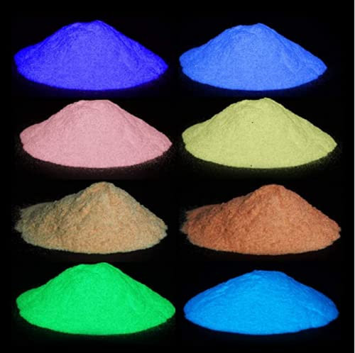 Pigmento de color azul fluorescente que brilla en la oscuridad, polvos de pintura, bolsa de 10 gramos, 8 colores
