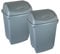 2 x Simpa® 25L 25 Litre Silver Swing Bin - Heavy Duty Plastic - Home Garden Kitchen Rubbish Recycle Plastic Waste Bin Dustbin Silver - Made in UK
