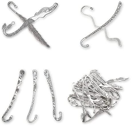 HOSTK 40 st¨¹ck Silber Metall Lesezeichen Haarnadelhaken Geschnitzte Antike Vintage mit Anh?nger schmuckherstellung meerjungfrau souvenirs plain gepr?gt