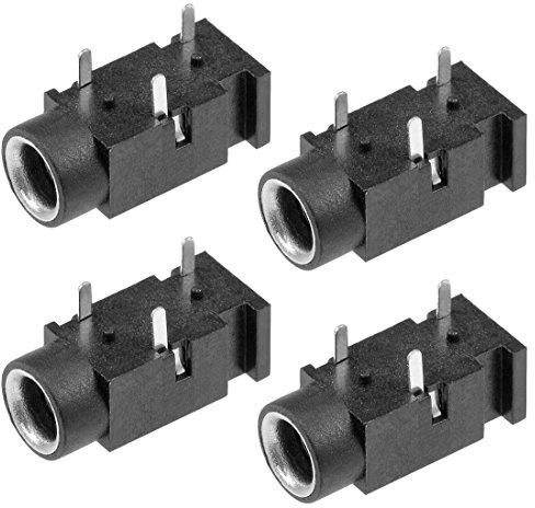 sourcing map 4Pcs 3,5mm 3 Broches Souder Jack Stéréo 5 Femelle Pj320 Noir | Audio Vidéo