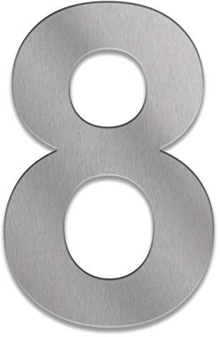 ZALAFINO Hausnummer aus Edelstahl in anthrazit/schwarz / DB703 / Edelstahl natur 0-9 und a-f - Größe konfigurierbar (40 cm, 8)