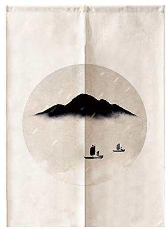 MYRU Türvorhang im chinesischen Tintenstil, japanische Noren, Raumdekoration, Feng Shui (Tintenlandschaft, 84 x 150 cm)