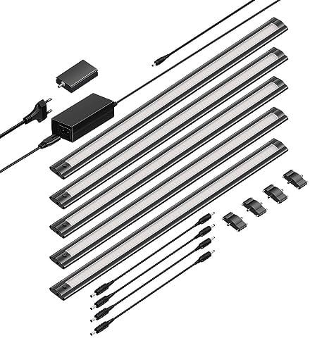 ledscom.de Smarte LED Unterbau-Leuchte SIRIS schwarz matt, WLAN-Controller flach,Smart-Home, Alexa-fähig, je 50cm, je 531lm, warmweiß, 5er Set