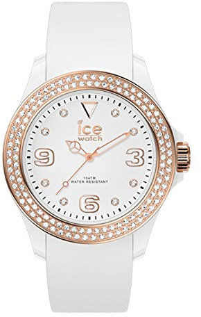 ICE-WATCH - ICE star White rose-gold - Weiße Damenuhr mit Silikonarmband - 017233 (Medium)