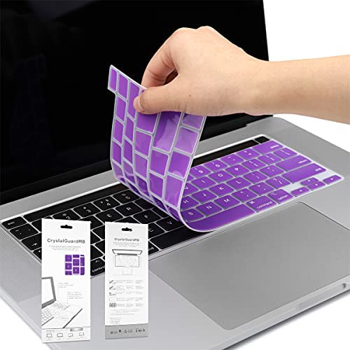 Batianda Cover per tastiera ultrasottile e impermeabile in silicone per MacBook Pro 13 2020 2022 A2238 M1 M2/A2289/A2251 e MacBook Pro 16 2019 con Touch Bar Modello: A2141, viola scuro