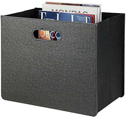 HofferRuffer Panier à magazines pliable, porte-revues, organiseur de documents, dossier, journal pour la maison ou le bureau (noir)