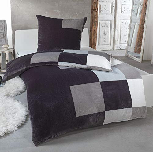 MALIKA® Kuschelige Winter Plüsch Bettwäsche Cashmere-Touch Coral Fleece mit Kissenbezug 80x80 wärmer als Biber oder Flanell, Größe:200x200 + 2X 80x80, Design - Motiv:Design 1