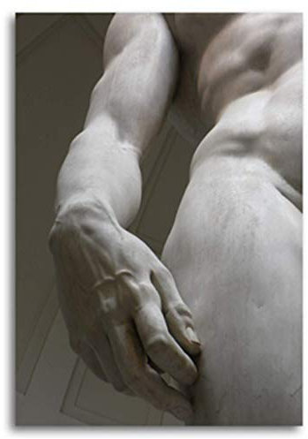 RUIYANMQ Michelangelo Skulptur Kunst Poster Und Drucke Schwarz Weiß David Hand Wandkunst Leinwand Bilder Wohnzimmer Wohnkultur Vx673Zt 40X60Cm Rahmenlos