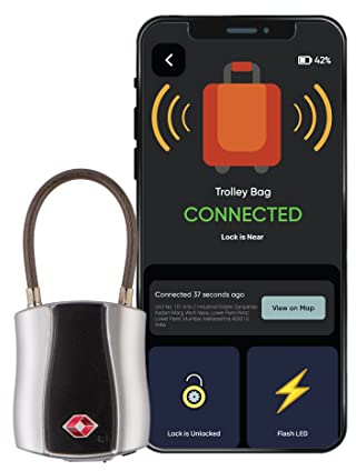 tag8 Dolphin – Cadenas intelligent Bluetooth (lot de 1) – Cadenas pour sac, bagage et valise avec alarme, conforme à la TSA et serrure de casier, sans clé et sans code, déverrouillage via application