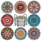 AODINI Lot de 8 Dessous de Verre en Pierre absorbante pour Table en Bois, Dessous de Verre Mandala en céramique avec Base en liège, Cadeau pour Pendaison de crémaillère, Anniversaire et Famille –