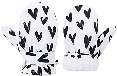 Durio Fäustlinge Kinder Skihandschuhe Winddicht Warme Winterhandschuhe Ski Handschuhe für Jungen und Mädchen Skifahren Schwarz Liebe 1-2 Jahre(Tag Size S)