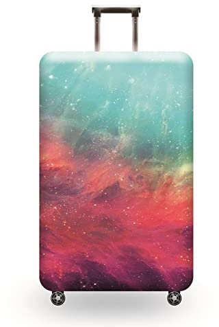 Anawakia Kofferhülle Elastisch Kofferhülle Kofferschutzhülle Gepäck Cover Reisekoffer Hülle Kofferschutz Luggage Cover Gepäckabdeckung Kosmisches Sternenhimmelmuster (Rot,L 25-28 Zoll)