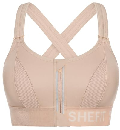 SHEFIT Ultimate Sports Bra for Women, High Impact Sports Bra, Sandstorm, M