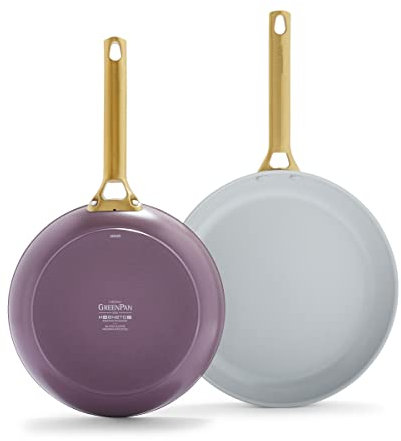 Greenpan Reserva, Cerámica, Antiadherente sin PFAS, Aluminio anodizado Duro, Asas de Acero Inoxidable en Tono Dorado, Morado