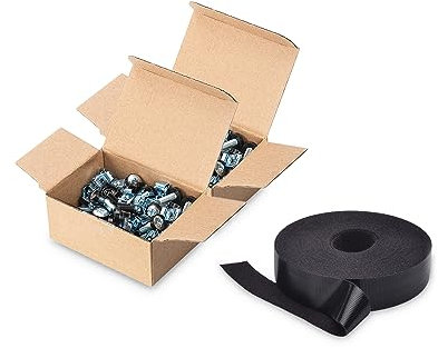 DIGITUS Set: M6 Schrauben & Käfigmuttern – 100 Stück – Für 19-Zoll & 10-Zoll Schränke – Silber + Klettband für Kabelmanagement