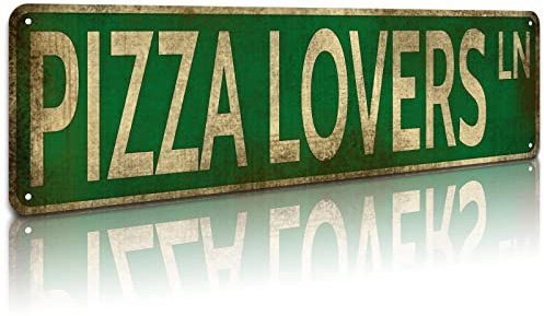 KooLL Pizza Lovers ln Sign Vintage Metal Sign Retro Metal Plaque Bar Pub Poster Wall Decor for Bedroom Home Bar Garage Art Gift 4 by 16