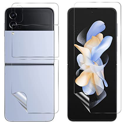 2 Piezas Compatibles con Samsung Galaxy Z Flip 4 5G Protector de Pantalla + Película Protectora Trasera, Soft HD TPU Película Protectora, Anti-Arañazo, Alta Definición, Cobertura Completa