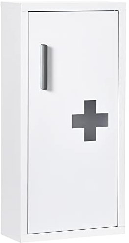 kleankin Armoire à Pharmacie Armoire à médicaments Murale 2 étagères 3 Niveaux avec Porte aimantée métal 30 x 12 x 60 cm Blanc