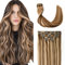 Sindra Balayage Clip in Extensions Echthaar Natürliche Weiche Handgemachte Haarverlängerung Echthaar Schokoladenbraun bis Karamellblond Lang Seidig Gerade 6 Stück 100g 40cm C#4P27