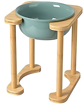 SPUNKYJUNKY Futterstation Hund Erhöht Hundenapf Keramik Erhöhter Futternapf für Hunde und Katzen (1600ml, Dunkelgrün)