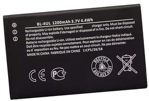 Backupower - Batteria di ricambio 3,7 V, 1200 mAh, BL-4UL, compatibile con telefoni cellulari, smartphone, Nokia BL-4UL