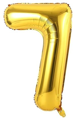 Luftballon Zahl 7 Golden Zahlenballon Luftballon 7 Geburtstag, Folienballon Nummer Ballon Zahl Party Decoration - 101cm - Helium Unterstützen
