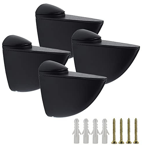 4 Pcs Adjustable Shelf Bracket Support Holder Clips with Screws & Expansion Tubes for 3-20mm Thickness Wood/Glass Shelves Black Alloy Wall Mount Floating Shelves Clamps Bathroom Fixings Hardware [M]
