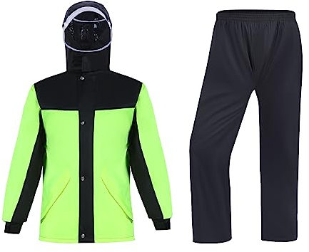 Ynport Crefreak Wasserdichte Regenanzüge für Herren Outdoor Arbeit Regenjacke und Hose Unisex Regenausrüstung mit Kapuze für Alle Sportarten Bauernhof Angeln Motorrad, Grün XL