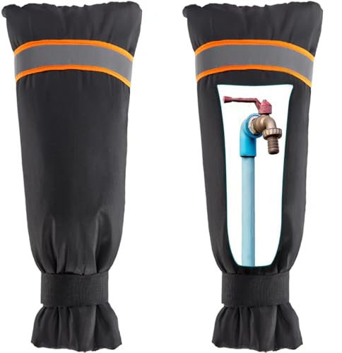 Supoice Wasserhahn-Abdeckung für den Winter, Frostschutz, 33 cm B x 63,5 cm H, Außenhof-Wasserhahn-Isolierung, Schlauch-Lätzchen, Frostschutzabdeckung, wasserdicht und frostfrei, mit orangefarbenem
