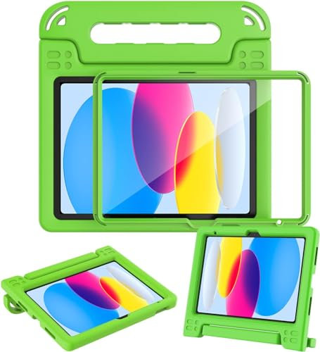 SINSO Funda para iPad de 10ª generación 2022 de 10.9 pulgadas, funda para iPad de 10ª generación para niños, protector de pantalla integrado, soporte resistente a los golpes, funda protectora para