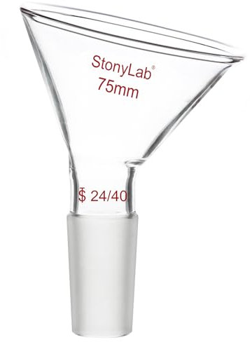 stonylab Entonnoir de Oblique en Verre, Entonnoir Triangulaire Incliné à Verre Borosilicaté de 60 Offset avec Joint Standard 24/40 pour les Matériaux de Laboratoire Complétant, 75 mm