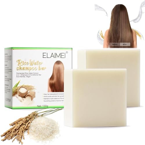 Bio-Reiswasser-Shampoo-Seife für Luxuriöse Haarpflege, Natural Reisessenz Haarpflege 2 In 1 Reiswasser-Shampoo- und Conditioner-Seife, für Haarwachstum, Feuchtigkeitsspendend (2 Stöcke)