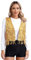 iiniim Damen Pailletten Weste Glitzer Ärmellos Anzugweste Fransen Jacke Mantel Quasten Tanzjacke Karneval Fasching Tanzkostüm A Gold XXL