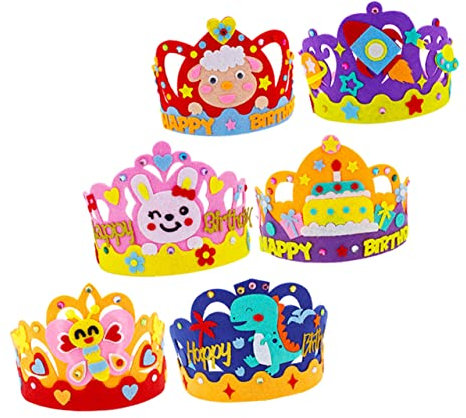 Toyvian 6 Sätze Kronenhut DIY geburtstagskronen selber machen Hüte Tiara Geburtstagskronenset selber machen Geburtstagskrone Stirnband Handbuch Suite Materialpaket Kind
