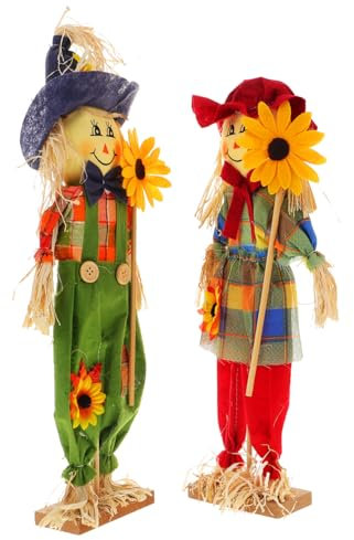 Sosoport 2st Vogelscheuche Ornament Herbstdeko Für Zu Hause Herbstliche Vogelscheuchen-Dekoration Weihnachtsdekorationen Halloween-Geist Hängen Hausschmuck Zubehör Haushalt Hölzern