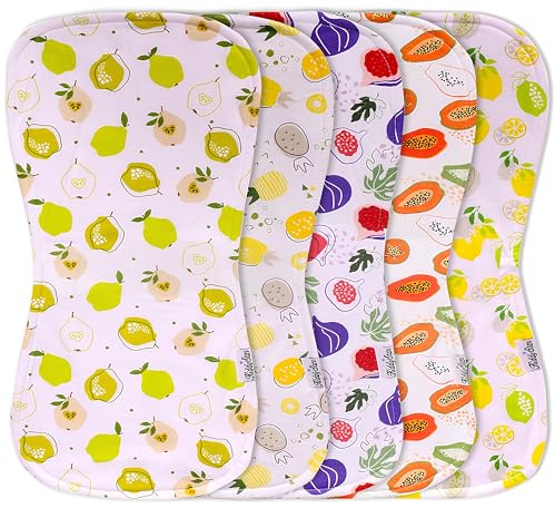 KiddyStar 5-Pack Burp Cloths – Organic Cotton, Soft, Large & Absorbent 3-Layer Towels for Newborns – Essential for Feeding & Spit-Up