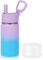 Volhoply 410ml 14oz Kids Stainless Steel Insulated Leakproof Tumbler Water Bottle with Straw Lid and Silicone Boot,BPA-Free Easy Use for Boys&Girls,Double Wall Vacuum Bottles(Lavender Blue,1)