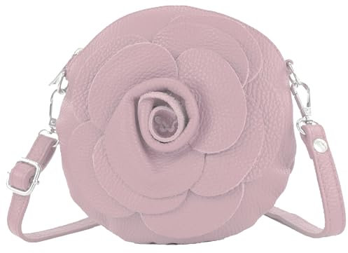 modamoda de T225 Damen Leder Umhängetasche Abendtasche Clutch Blüte Klein handmade in Italy, Farbe:Flieder