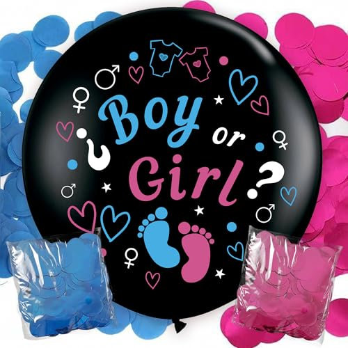 Palloncino Rivelazione di genere Bebe | Palloncino Rivelazione di genere | Include coriandoli, diametro 90 cm | Palloncini Baby Shower | Rivelazione Genere Bambino | Gender Reveal
