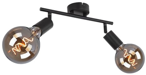 Deckenleuchte 2-Flammig Spotleuchte Strahler schwenkbar Deckenlampe Spotlampe schwarz, Metall, 2x E27 Fassungen: LxBxH 30x8x15,5 cm