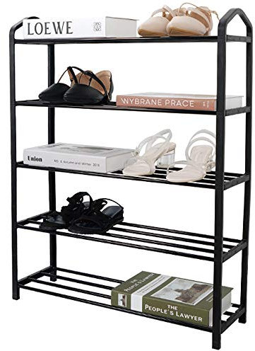 Generisch Zapatero de metal con 5 niveles, organizador de zapatos fácil de montar para hasta 15 pares, duradero y resistente, 61,7 x 19,4 x 79 cm