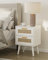 HEYZOEY Nachttisch Rattan, Beistelltisch mit Schublade, Nachtkommode mit Holz Beine für Schlafzimmer, Wohnzimmer (White-2Drawer)